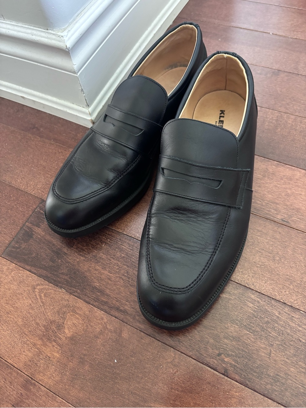 Kleman Black Leather Slip-On Loafers for Men